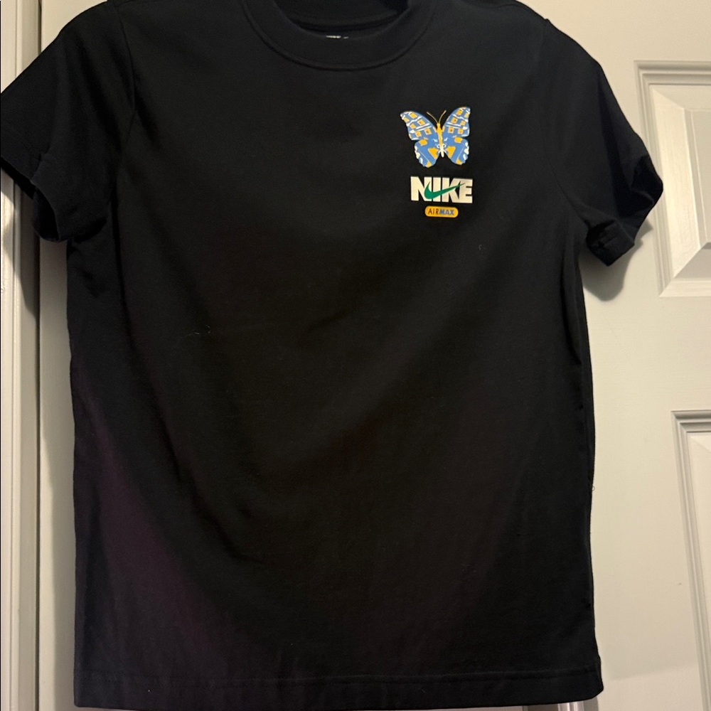 Nike Kids Black Tee with Blue Butterfly